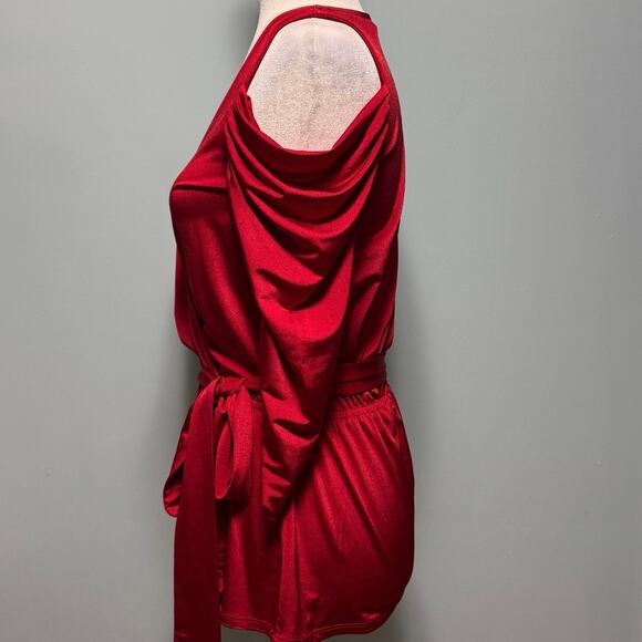 Boston Proper Women XS Top Cold Shoulder Holiday Party Going Out Tie Front - Picture 2 of 10